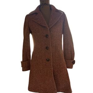 CAbi Brown Herringbone Pea Coat